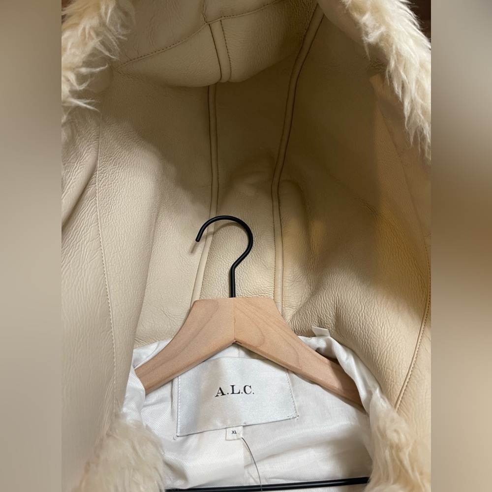 A.L.C. Winston Faux Fur Wool-Blend Shearing Hooded Toggle Coat Size XL - Picture 9 of 14